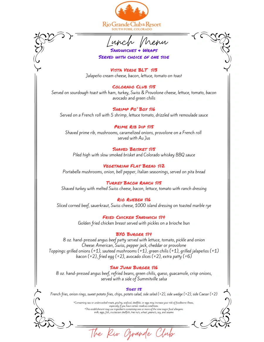 Lunch entrees Lunch entrees